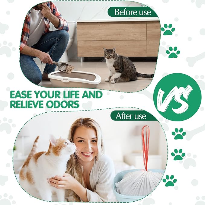 Harloon 30 Count Jumbo Cat Litter Box Liners, 45" x 18" Extra Large Heavy Duty Litter Pan Liner Bags with Drawstring for Pet Cat Litters Tray Supplies