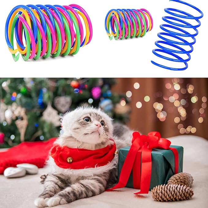 Cat Spring Toys, Bouncy Coil Kitty Cats Spiral Spring Toy for Indoor Cats Heavy Interactive Cat Toys Springy Chew Toys Springs Cat Toy for Biting Entertainment kitten toys (12pcs cat spring toy)