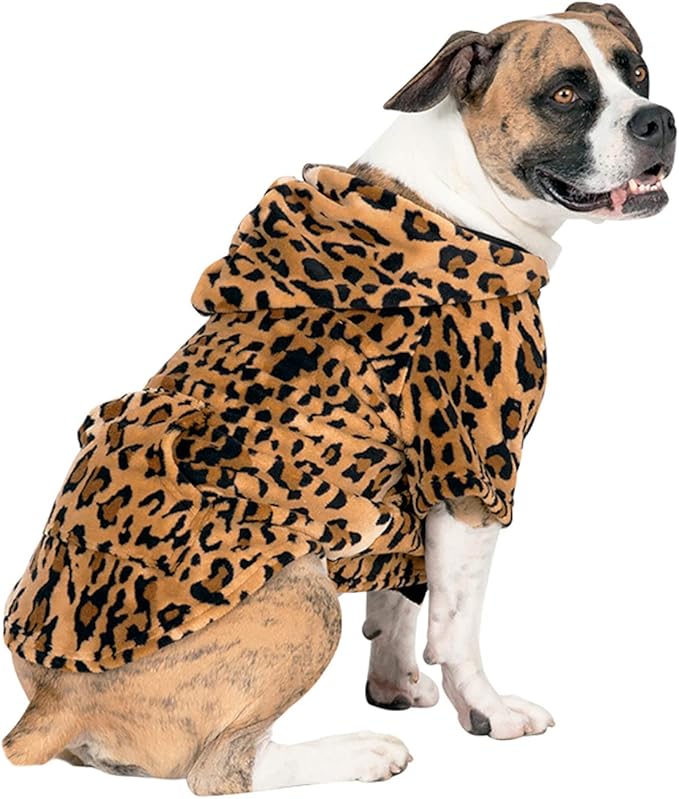 Pet Pjs - Cheetah Spots Pet Pjs Chenille Hoodie Sweaters - XSmall (Fits Up to 10 lbs) - Pet - XSmall (Fits Up to 10 lbs)