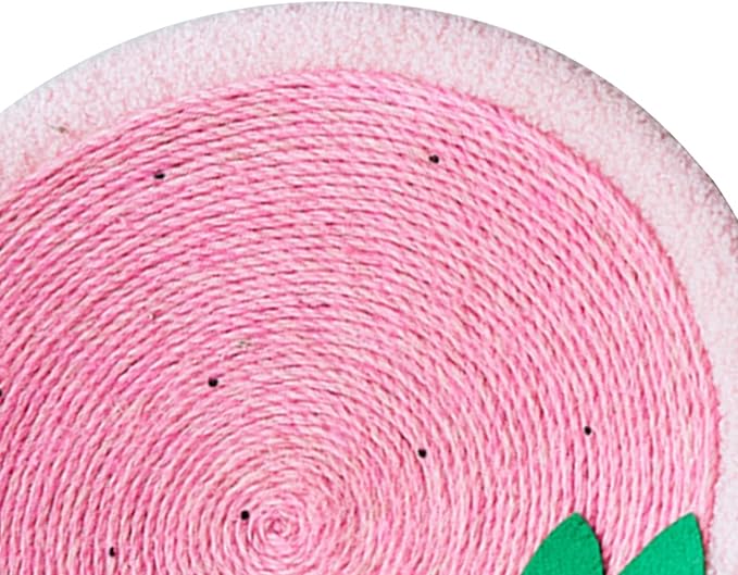 Cat Scratcher Bed Round Sisal Cat Scratcher Cardboard Cat Scratcher Lounge Bed Cat Scratcher Bowl Nest with Cartoon Pattern for Couch Carpets Sofas Protector (Strawberry)