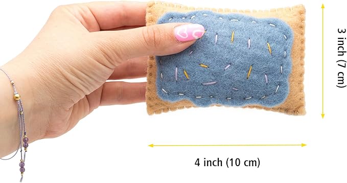 Glaciart One Wool Pop Tart Cat Toy Set with Catnip (2PCS) | for Interaction & Boredom Relief, Encourages Cats to Exercise & Play | Filled w/Organic Catnip to Help Sooth or Reduce Anxiety