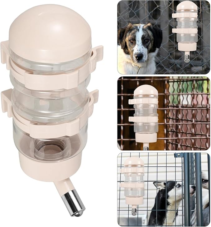 Happyyami Stainless Steel Pet Feeder Dispenser for Dogs Cats 400ml Hanging Water Bottle Portable Pet Watering System Spout