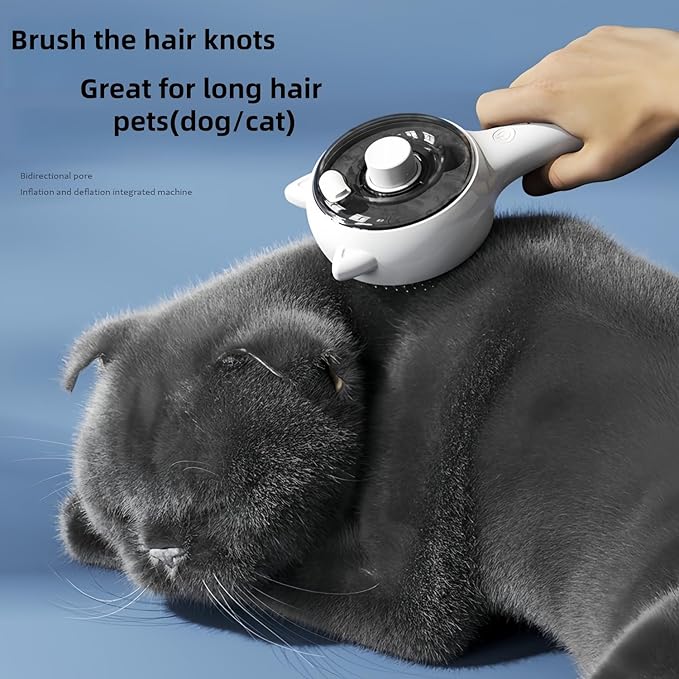 Cat Steam Brush, 3-in-1 Pet Grooming Brushes Dual Spray Hair Removal Comb for Dog&Cat Shedding & Grooming with USB Rechargeable and Release Hair Button Grooming Supplies
