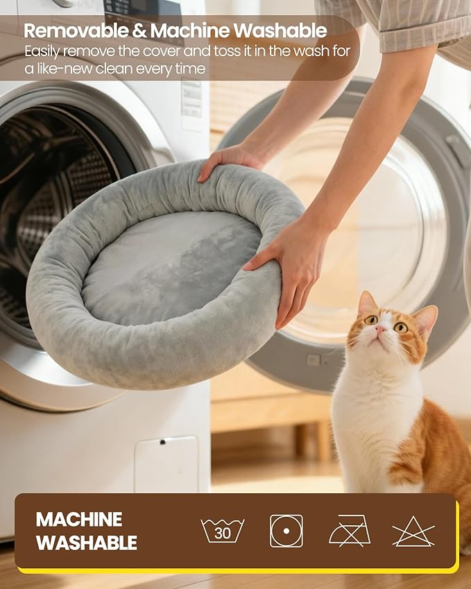 tomxcute Cat Desk Bed - Integrated Die-Cast Arm for Stability - 360° Rotation & Height Adjustable - 45 lbs Support - Cat Desk Perch for S/M/L Cat - Removable Washable Office Cat Bed with Wooden Base