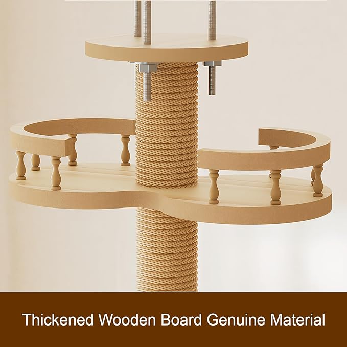 Modern Cat Tree Tower, Solid Wood Cat Condo with Scratching Posts, Multi-Level for Indoor Cats, Indoor Cat Furniture for Large Cats and Kittens (98")