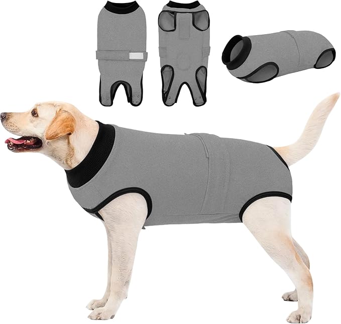Queenmore Recovery Suit for Dogs Cats After Surgery,Dog Surgical Recovery Suit Onesie,Anti Licking Pet Female Post-Operative Spayed Neutered Puppy Surgical Clothes for Abdominal Wounds, Grey 3XL