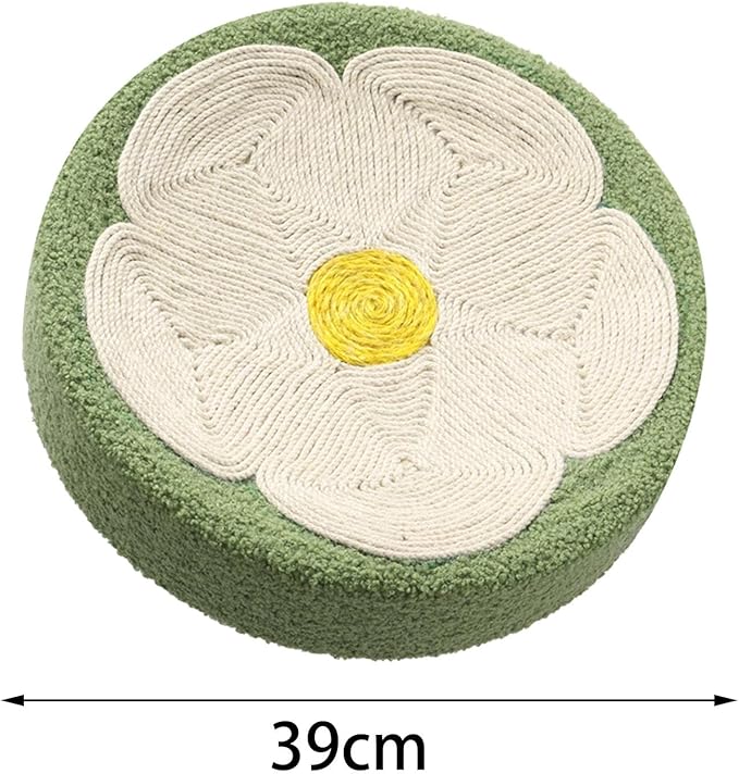 Cat Scratcher Bowl Sisal Scratching Board Lounge Bed Furniture Protector Sofa Couch 15.35inch Green Flower