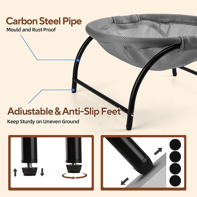LIFLIX Raised Cat Hammock Bed, Free Standing Cat Cot with Washable Mesh, Pet Bed for for Kittens, 17.1 x 17 x 9.5 inches