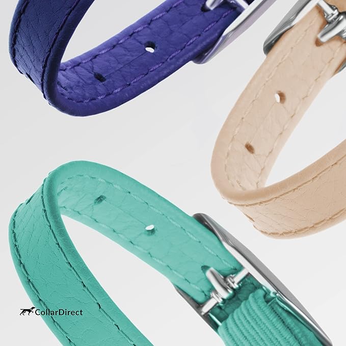 CollarDirect Leather Cat Collar with Removable Bell – Safety Elastic Strap (Breakaway Alternative) – Kitten Collar for Small & Big Boy & Girl Cats