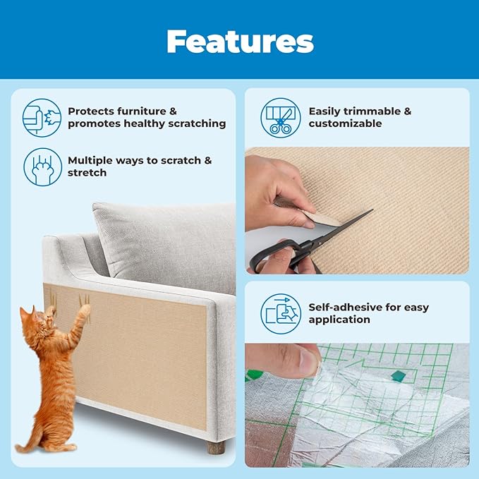 Best Pet Supplies Catify Cat Scratcher, Fun Interactive Scratchers, Posts, Poles, Claw Safe, Furniture Saver Indoor Play Support Natural Cat Behaviors Heavy Duty - Beige, 39.4 x 15.8