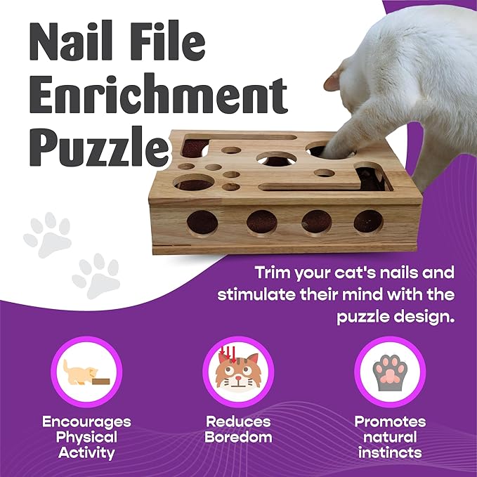 The Original Fig & Friends Cat Nail File Scratch Enrichment Box: Stress Free Alternative to Clippers and Grinders