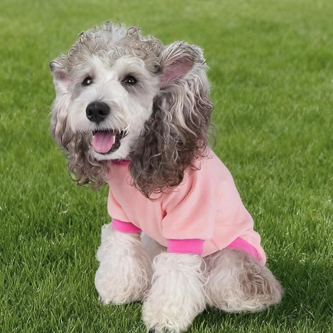 Classic Fleece Dog Sweater – Soft & Warm Stretchy Sweatshirt for Small Dogs & Cats, Cold-Weather Pullover for Everyday Wear (Light Pink, X-Small)