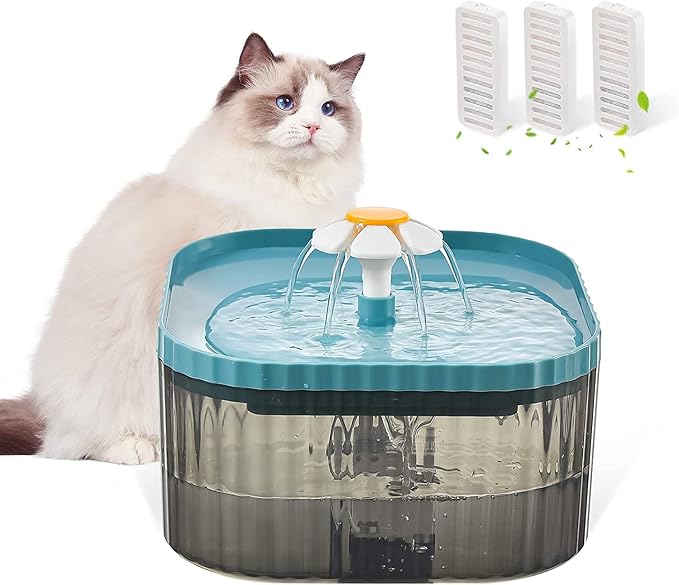Cat Water Fountain, 2.5L Ultra Quiet Pet Water Dispenser with Smart Pump and Filters, Automatic Fountain for Dog & Cat