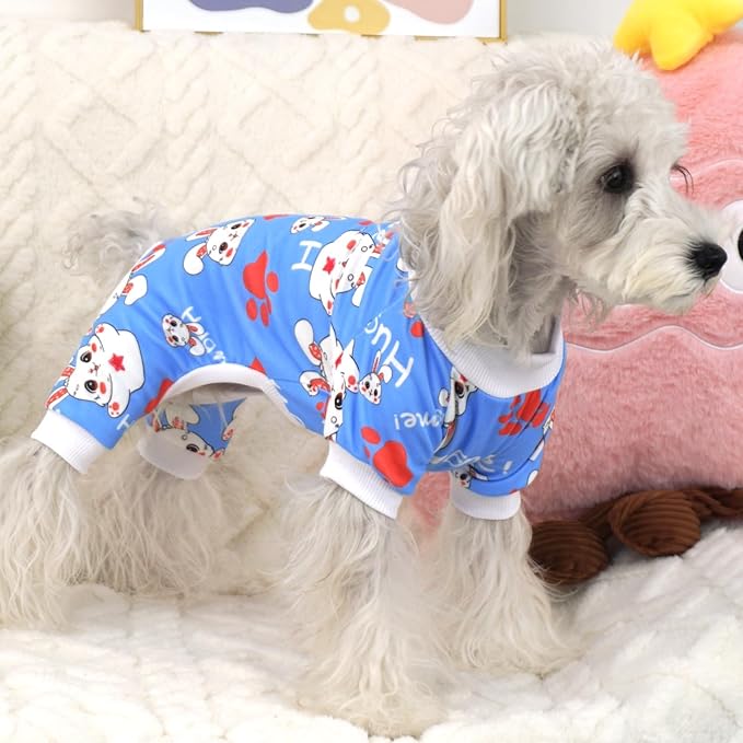 XPUDAC Easter Dog Pajamas Soft Stretchy Dog Clothes for Small Medium Dogs Pet Jumpsuit Cat Apparel-S