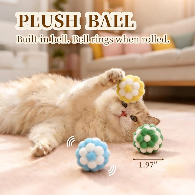 Cat Toys for Indoor Cats, a Set of 25 Interactive cat Toys, Including Colorful Springs, Squeaky Balls, Rainbow Balls, Feather Bouncy Balls, Bell Balls, and Many Other Kitten Toys.
