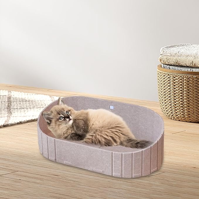 Cat Scratcher Bed Cat Scratching Board Furniture Protector Breathable Cats Kittens Pet Supplies Detachable Comfortable Basket, Beige