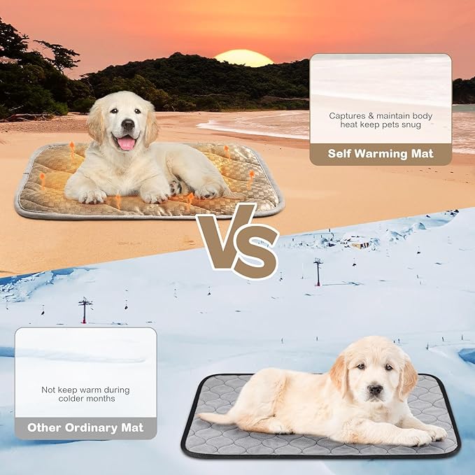 Tujoe 4 Pack Self Warming Cat Mat Self Heating Cat Pad Warm Thermal Pet Bed Washable Dog Crate Pad Body Heat Dog Bed Mat Blanket Non Slip Bottom for Outdoor Indoor Pets