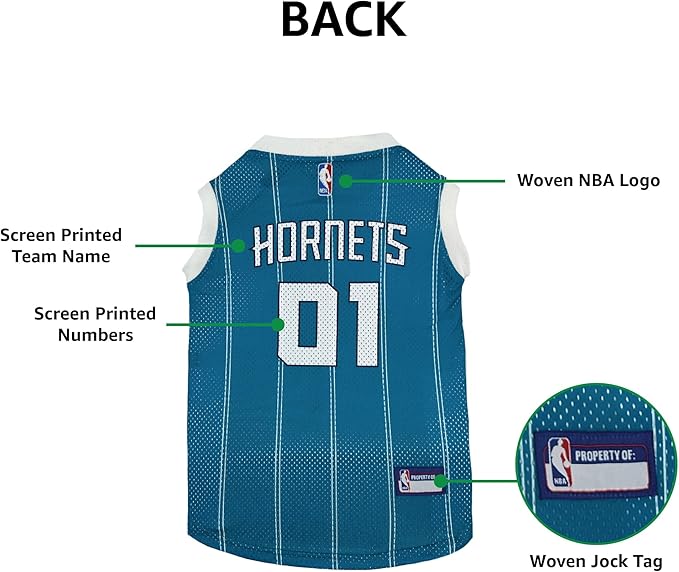 Pets First NBA Charlotte Hornets Dog Jersey, Medium- Tank Top Basketball Pet Jersey