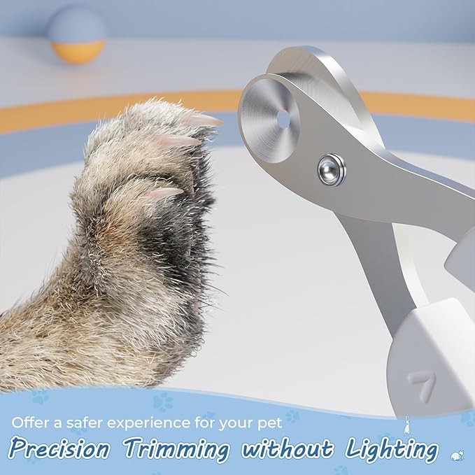 Cat Nail Clipper, Cat Nail Trimmer with Positioning Round Hole, Sharp Non-Slip Handle Cat Claw Clipper, Safe Indoor Cat Nail Clipper, Pet Nail Clipper for Cats, Puppies and More Animals - Grey