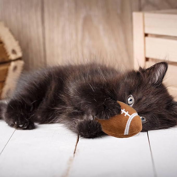 6pcs Catnip Toy, Indoor Football Shaped Cat Toy Plush Interactive Chew Bite Toys for Cat Kitten Indoor Festive Holiday Cat Lover Gift