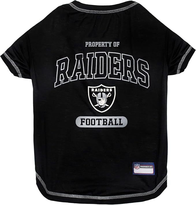 NFL Raiders Dog T-shirt Large. - Licensed Shirt for Pets Team Colored with Team Logos- Premium Stretchable Materials for the comfort of your Dog & Cat