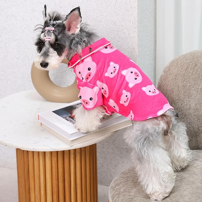CuteBone Two-Leg Velvet Pet Pajamas Girl Dog Clothes - Soft, Cozy, and Stretchy Boy Pjs for Small, Medium Dogs and Cats Winter Sleepwear Apparel LTP02M