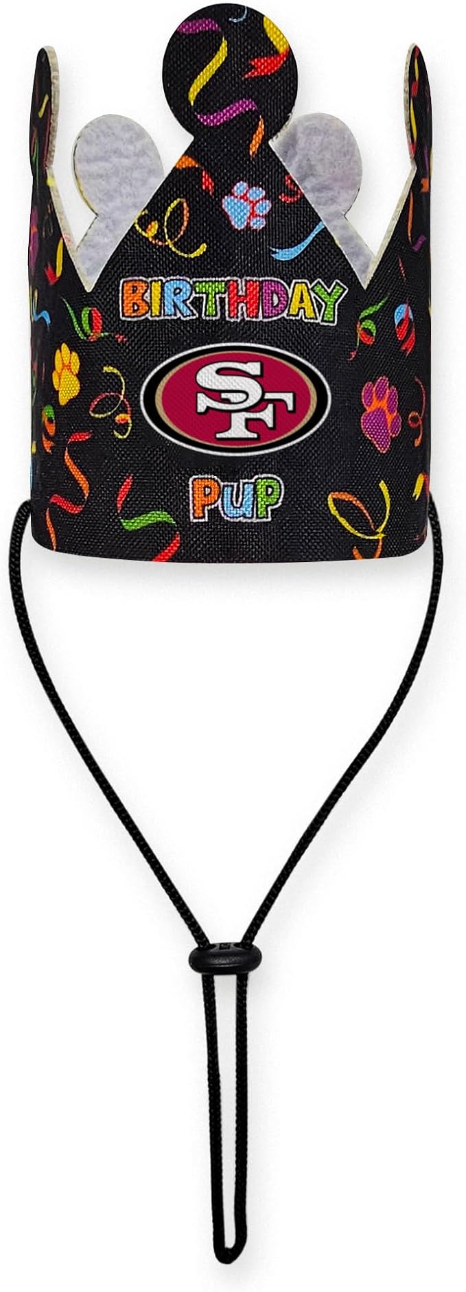 NFL San Francisco 49ers Pet Birthday Crown, Licensed Dog & Cat Birthday Party Hat, Football Team Costume Accessory, Pet Celebration Outfit