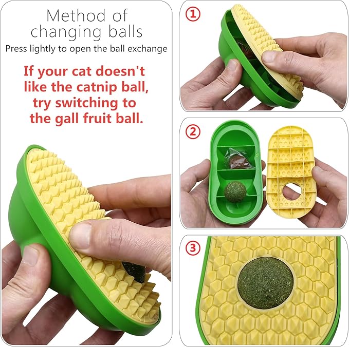miwoowim 2 Pcs Catnip Toys Balls that Stick on Wall,Cat Toy Ball, Catnip Balls for Cats Lick,Cat Face Scratchers, self Groomer for Indoor Cats, Corner Brush Wall