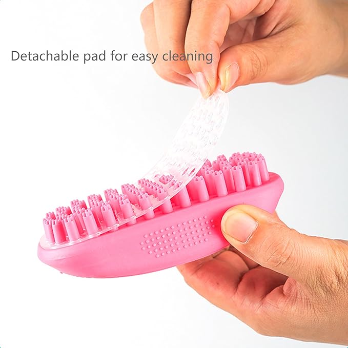 Pet Bath & Massage Brush,Pet Grooming Brush,Soft Rubber Scrubber for Brushing,Massaging,Bathing,Shampooing and Reducing Hairballs (Pink, Style 2)