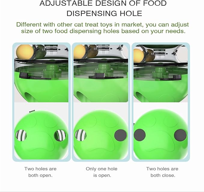 Interactive Cat Toy for Indoor Cats Wobble KittenTreat Dispensing Ball Food Dispenser Puzzle Slow Feeder Balls Kitty Stimulating Indoor Interactive Brain Game Toys Gift (Green)