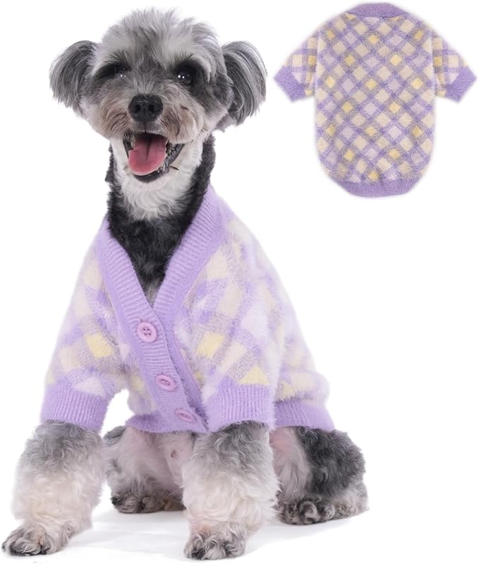 Dog Sweater, Sweaters for Small Dogs, Warm Soft Pet Clothes for Puppy, Medium Large Cat, Dogs Girl or Boy, Dog Shirt for Winter Christmas (Purple, Medium)