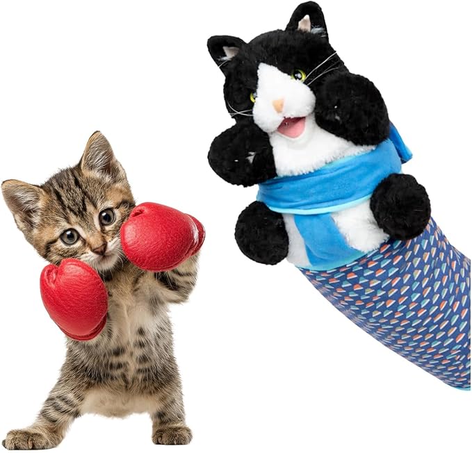 Cat Wrestling Glove Puppet – Interactive Hand Glove with Protective Sleeve, Durable Enrichment Toy for Cats & Kittens, Safe Boredom Relief
