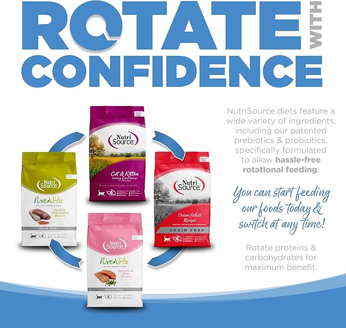 NutriSource Pure Vita Grain Free Cat Food, Chicken and Peas, 12LB