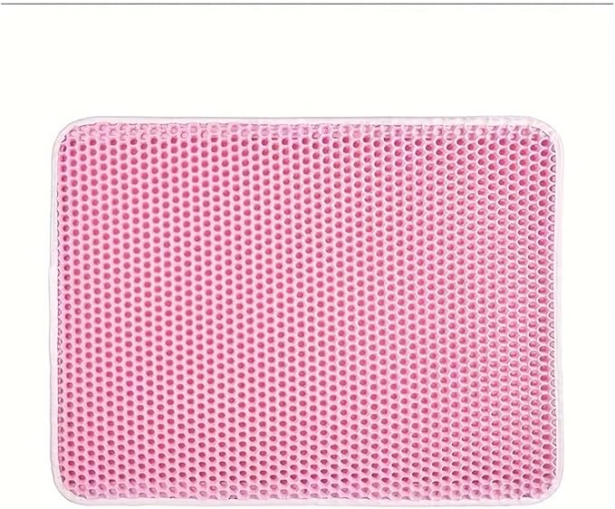 1Pc Large Size Cat Litter Honeycomb Double Layer Design,Urine Waterproof,Easy Cleaning,Scatter Control,Stay Clean(Pink,M-55X75cm)