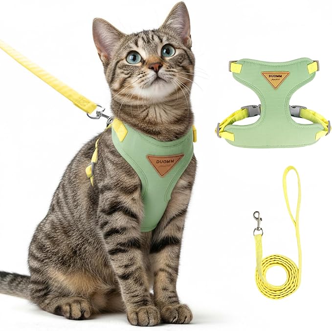 Escape-Proof Cat Harness and Leash Set - Adjustable and Comfortable - Ideal for Walking Cat Outdoors - Fits Small Dogs, Kittens, Medium, and Large Cats (Green, XS)