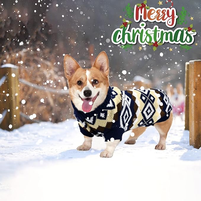 2Pcs Pet Christmas Plaid Sweaters Cat Navy Blue Sweater Kitten Puppy Christmas Red Sweater Dog Cat Xmas Costume Knitwear Sweater Clothes for Kitten Cat Puppy Dog XL