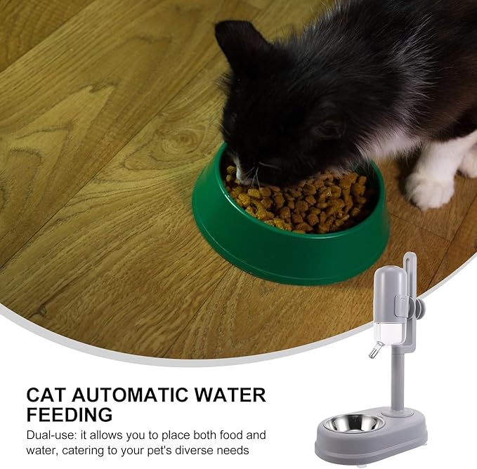 Beavorty Double Feeder Bowl Stainless Steel Pet Water and Food Dispenser with Automatic Watering Function for Dogs and Cats, Hanging Cage Compatible Pet Food Fountain