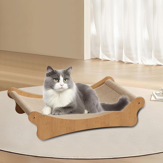 Cat Scratcher Bed Scratch Pad Scratching Toy Playing Grinding Claw, Sturdy, Wooden Furniture Gift Pet Sleeping Bed, Large