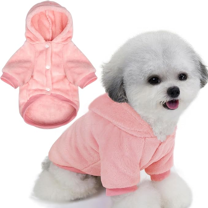 FabriCastle Dog Hoodie Sweater for Small Dogs Boy and Girl, Dog Clothes XS XXS Puppy Sweatshirt, Pet Outfit, Cat Clothing Super Soft Warm Snap On Closure (Pink, Small)