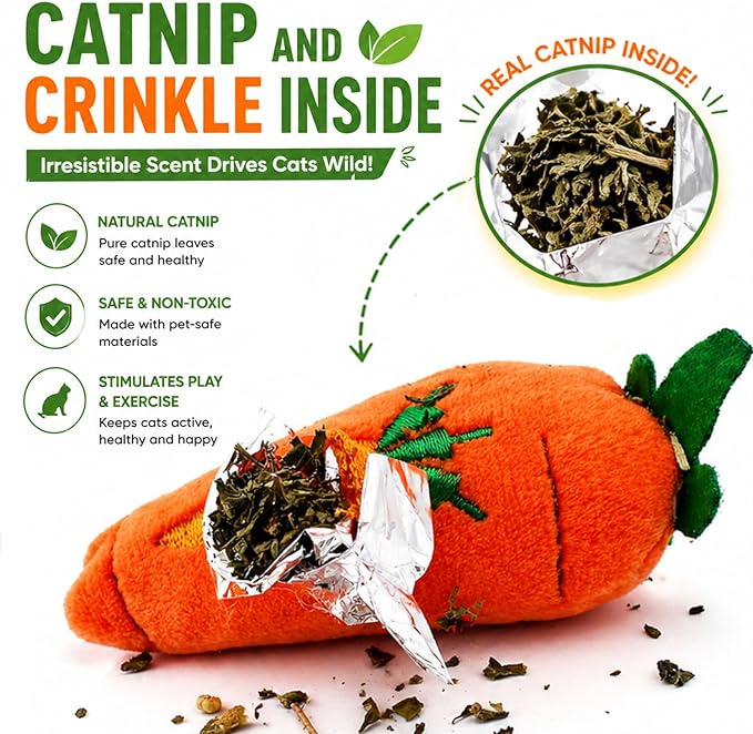 Cat Toys, Interactive Cat Toy for Indoor Cats, Soft and Durable Crinkle Sound Catnip Toys, Catnip Filled Mouse Cat Teething Chew Toy (Pack of 20)