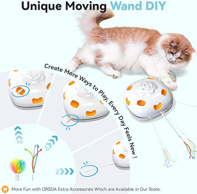 ORSDA Interactive Cat Toys for Indoor Cats, 5-in-1 Hide and Seek Kitten Toys, Interactive Automatic Rechargeable Electric,Whack-A-Mole Exercise Kicker Toy for Indoor Cats