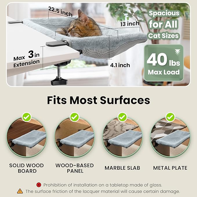 JUNSPOW Cat Bed for Desk with Foldable & Sunken Design,Cozy Faux Rabbit Fur cat Desk Bed for Home Working&Gaming Play,Sturdy Framework Maximum Hold Up to 33lb