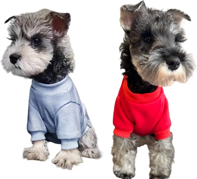 2-Piece Soft Dog & Puppy Sweater - Warm & Cute Winter Outfit for Small Dogs & Cats (Red+Blue, Medium)