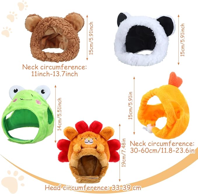 Weewooday 5 Pieces Cat Hats Costume Bunny Hat Outfit with Ears Small Dogs Kitten Puppy Party Costume Accessory Headwear(Lovely Style)