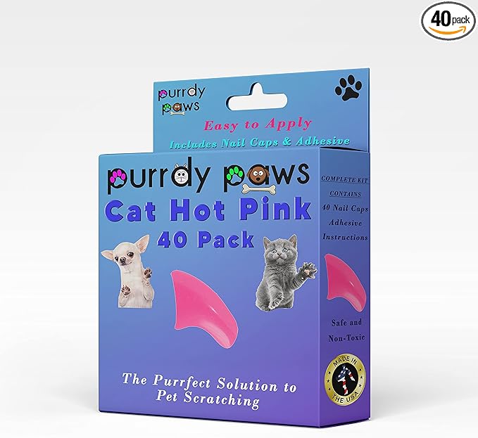 40 Pack Soft Nail Caps for Cat Claws HOT Pink Kitten