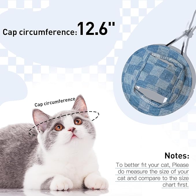 QBLEEV Cat Hats for Cats Only, Sphynx Hat with Ear Hole, Kitten Headwear Mini Sun Sombrero Caps, Summer Cat Cowboy Hats, Pet Chihuahua Sunscreen Baseball Outdoor Climbing Cap Birthday Party