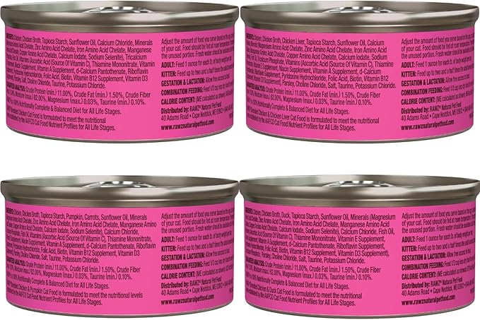 Rawz Natural Premium Canned Cat Wet Food Shredded -12 Pack Chicken Variety - 4 Flavors - (Chicken & Duck, Chicken & Liver, Chicken & Pumpkin, Chicken) Pets Food Bowl - (3oz Cans)
