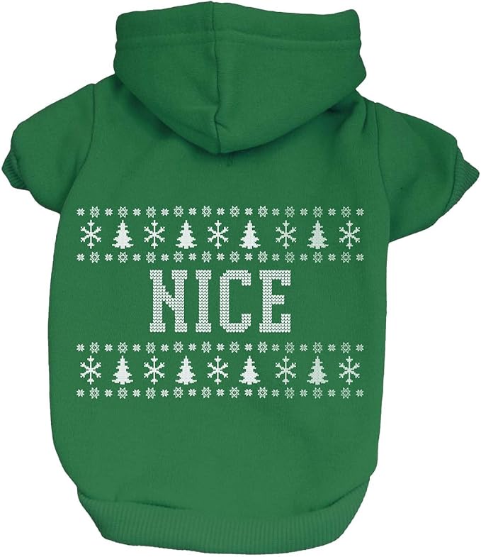 Nice Ugly Sweater Dog Hoodie | Fleece Lined |Leash Hole| Christmas | Holiday Season | Winter Wonderland | Gift|Green, X-Small 975