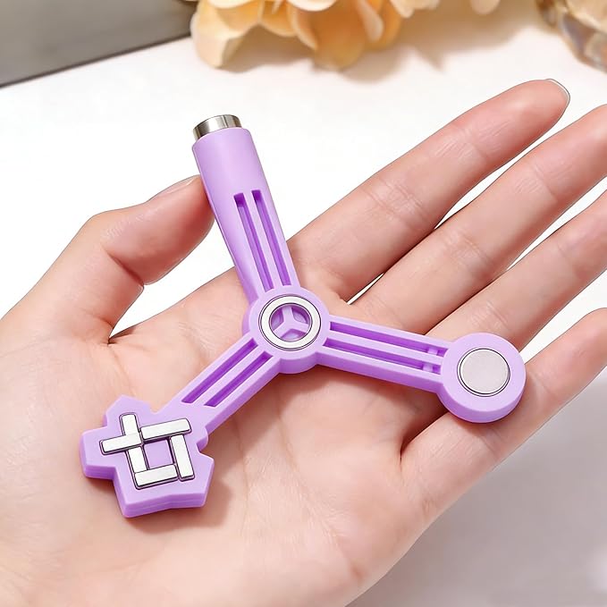 4 in 1 Nail Magnet, Cat Eye Gel Nail Polish Magnet for Nails, Compact Magnetic Nail Tool for French, Star & Cat Eye Designs, Strong Magnet Easy to Control for DIY Home & Nail Salon (HJ-NAT295-Purple)