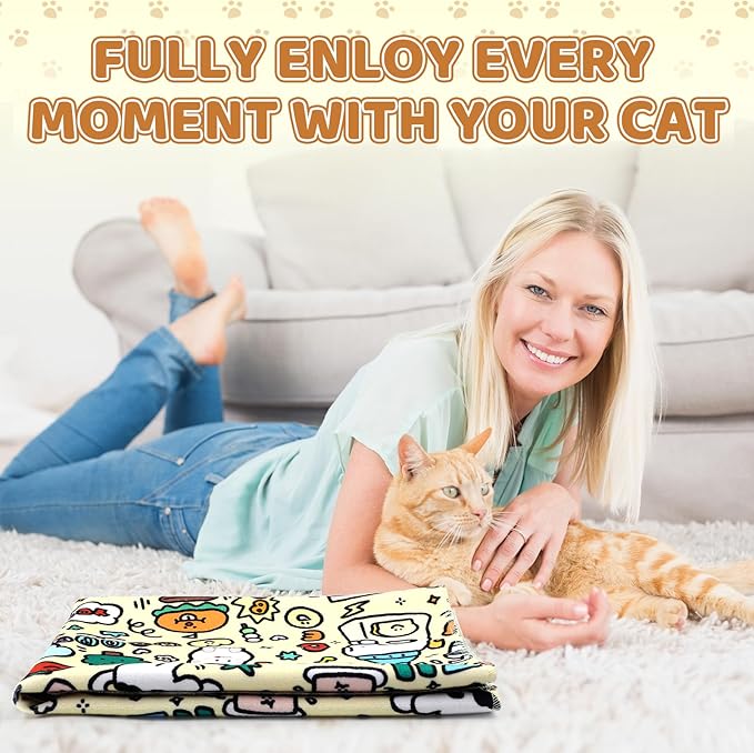 27.6" Cat Grooming Wrap for Cutting Nails, Graffiti Pattern Self-Adherent Fabric Wrap for Cats, Anti-Scratch Anti-Escape Multifunctional Cat Swaddle Tool for Teeth Brushing, Ear Cleaning
